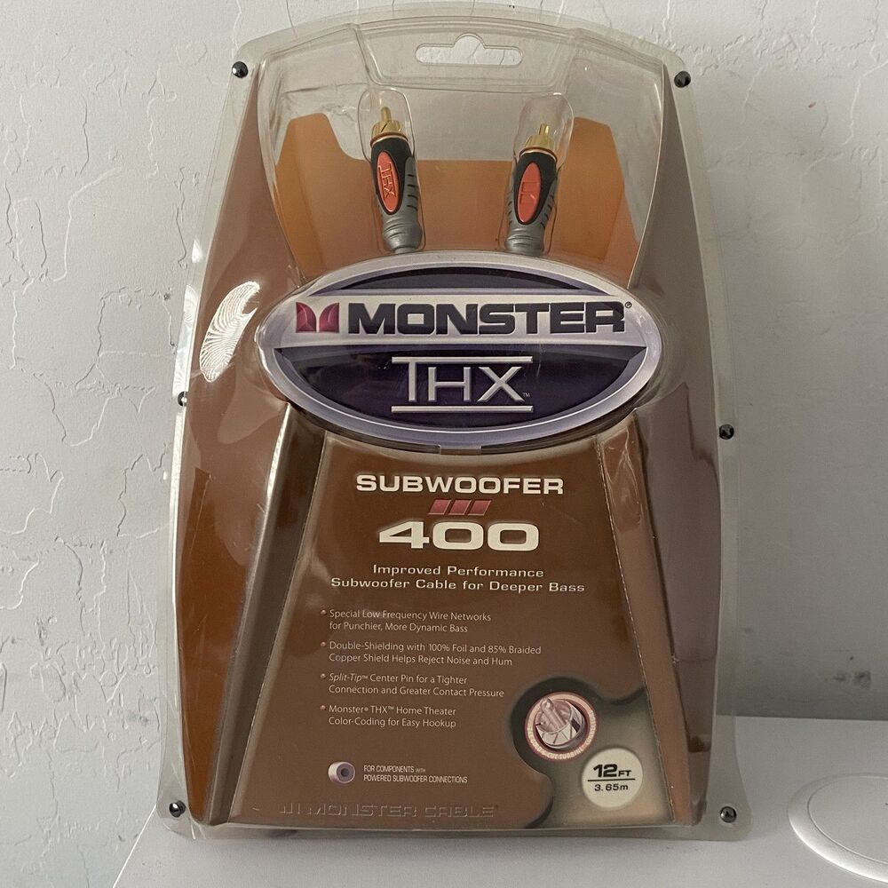 Monster THX Subwoofer 400 Gold Contact Cable 12ft / 3.65m New Sealed